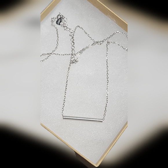 STERLING SILVER BAR NECKLACE - Picture 3 of 8